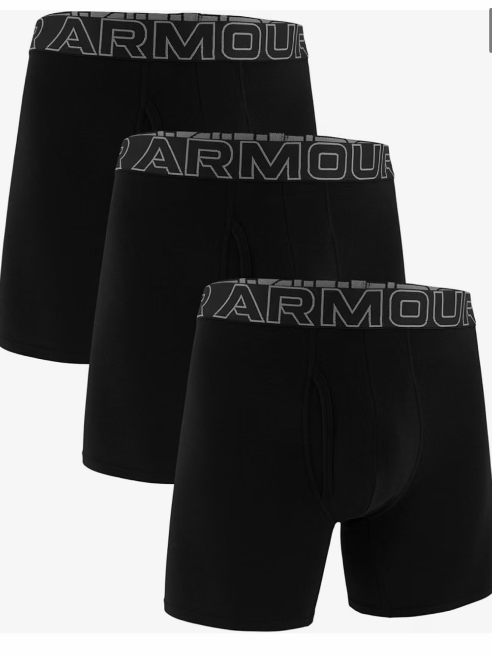 NWOT Under Armour Men’s Black Performance Cotton Boxer Briefs - Set of 3, Size L
